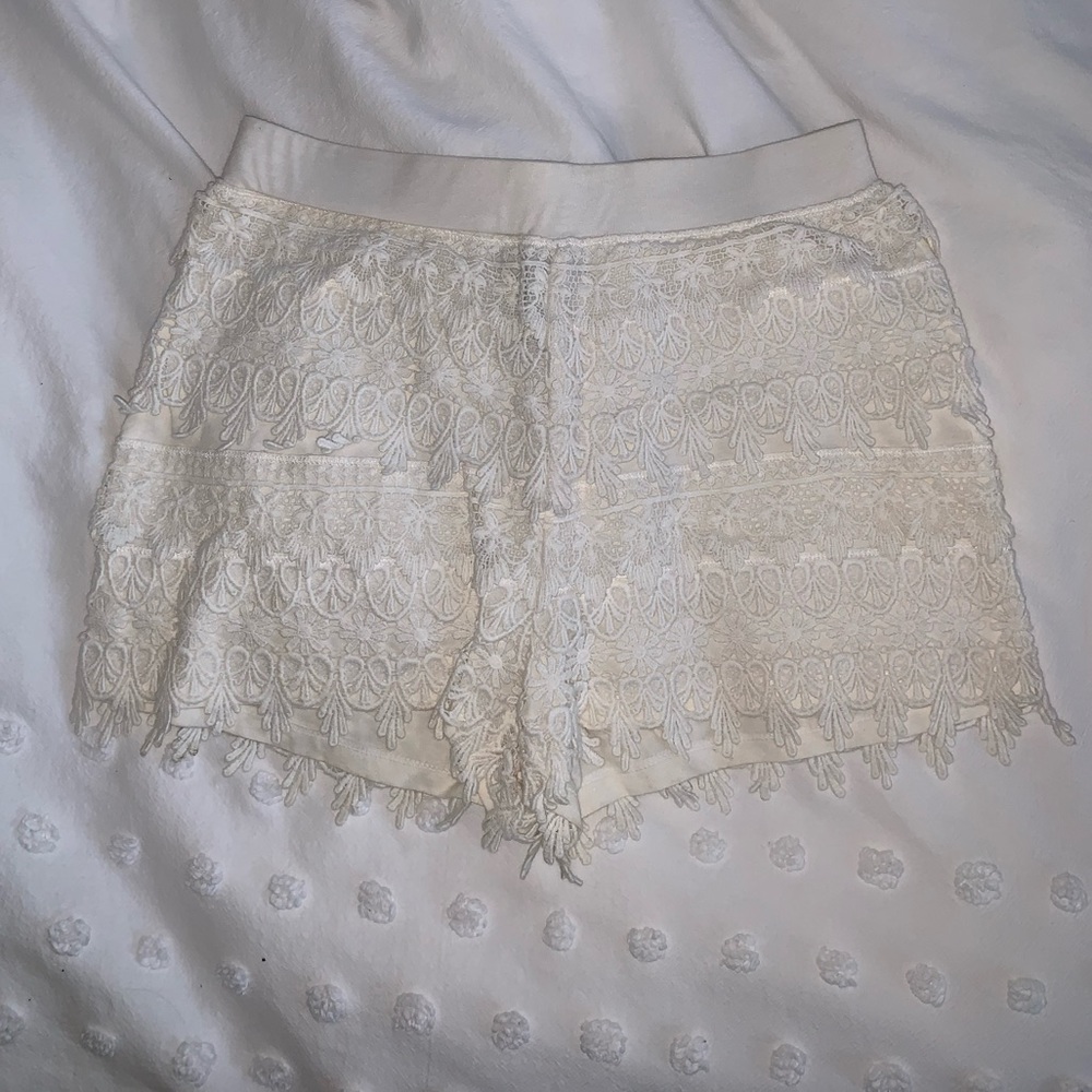 Express Off-White Lace Shorts